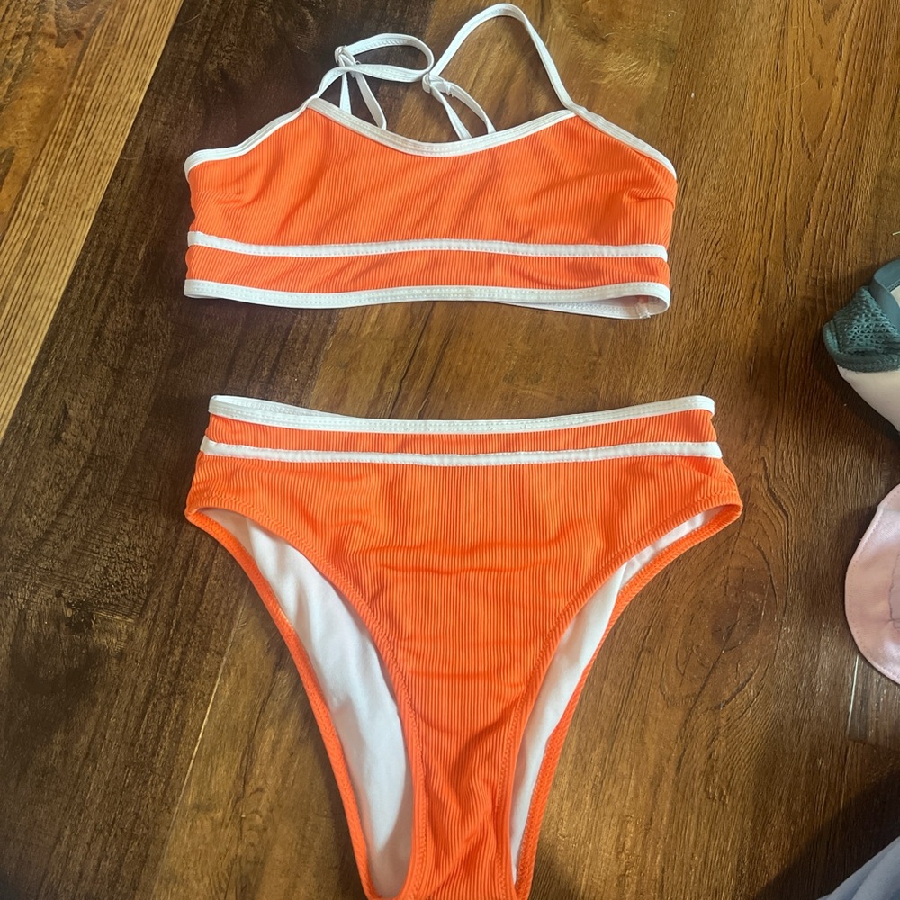 Sporty Orange and White Bikini Set